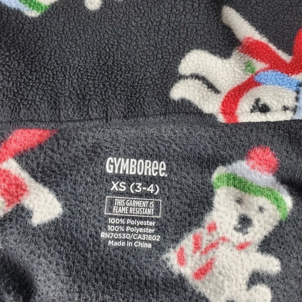 Gymboree 2Pc Black Fleece Winter Christmas Holiday Pajamas Pjs Size XS (3-4) Boy
